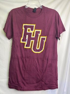 Gildan Maroon Short Sleeve Tee with Gold-Trim FHU Logo